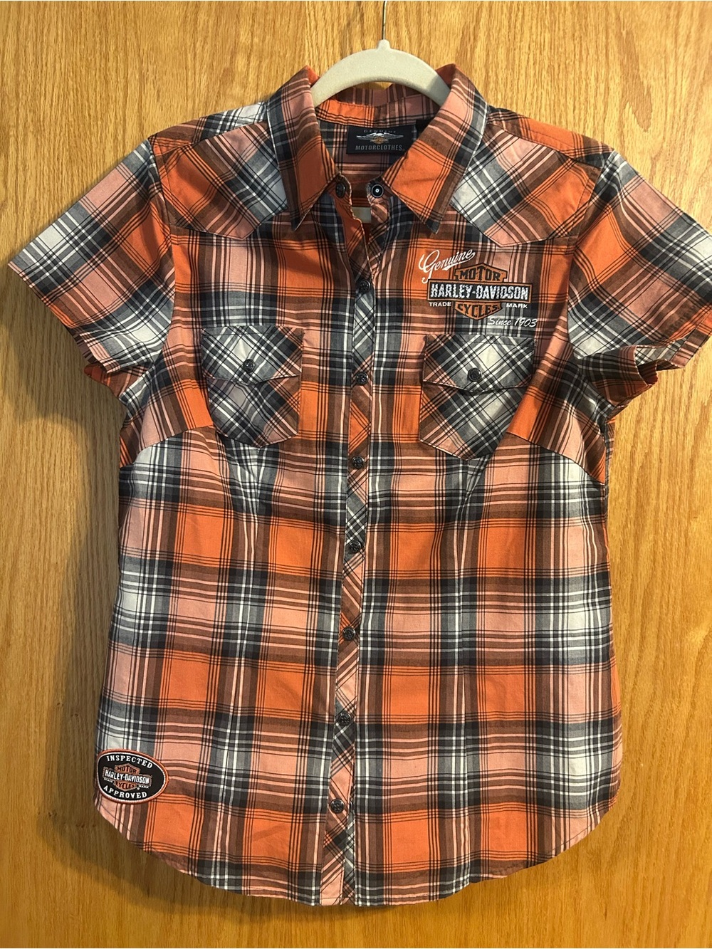 Women’s Harley Davidson Plaid Short Sleeve Button up